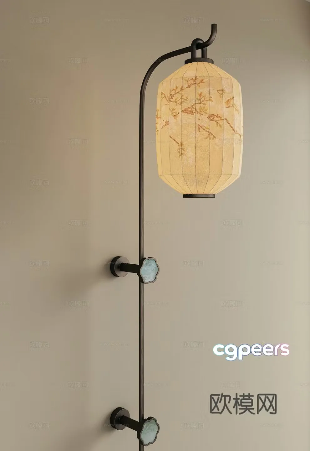 New Chinese style Zen wall lamp Long strip wall lamp Lantern wall lamp Bedside wall lamp Front mirror wall lamp 3D model
