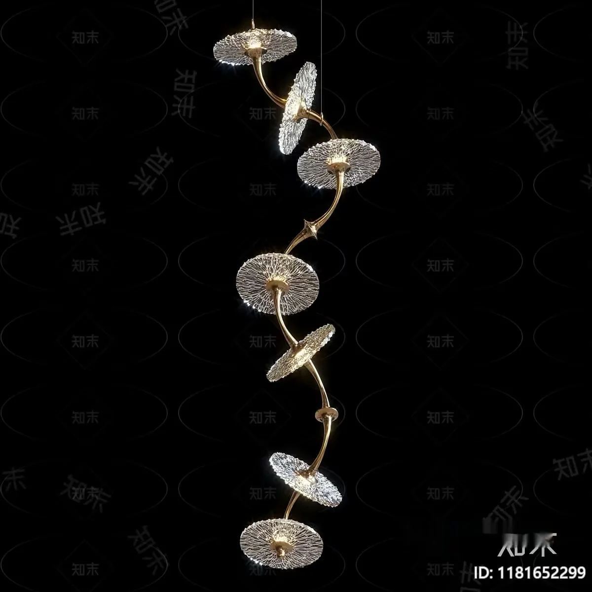 Gold Light Fixture 3D Model – 17240 – CORONA Render