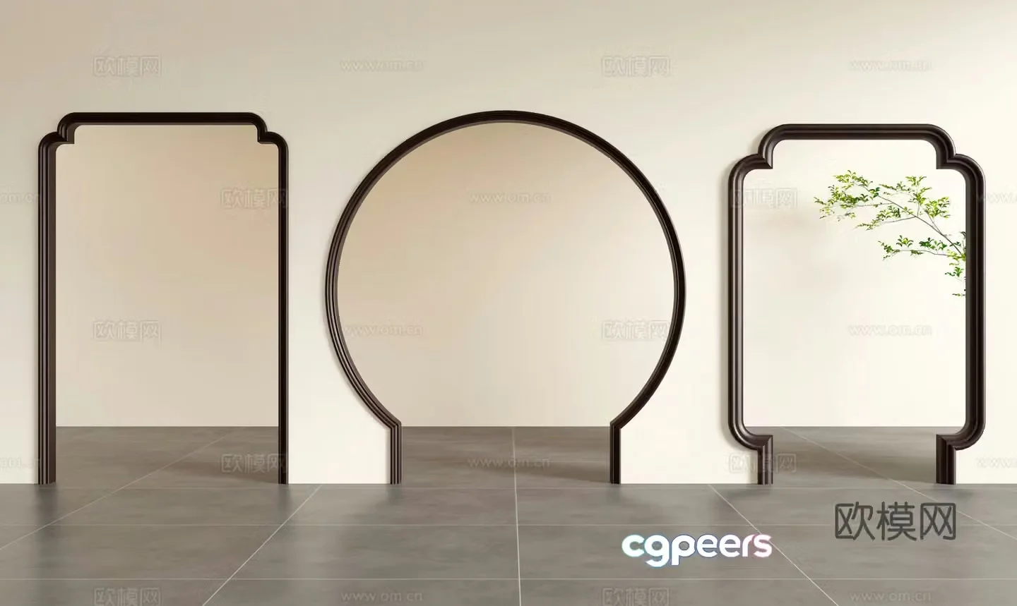 New Chinese style gate gate 3D model