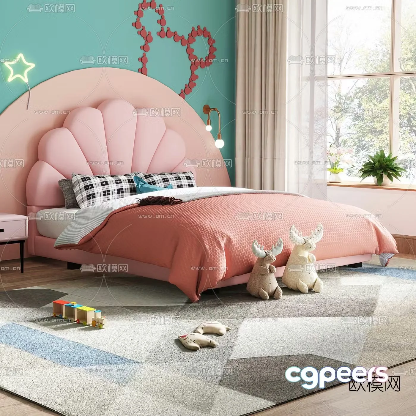 Modern children’s bed princess bed 3d model