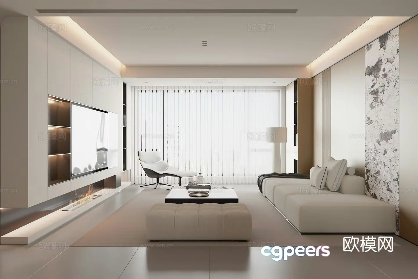Modern minimalist living room 3d model