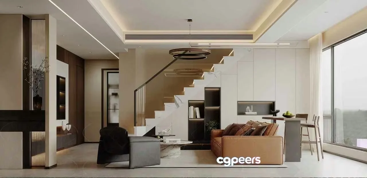 Modern Living Room 3D Model – 20609 – CORONA Render