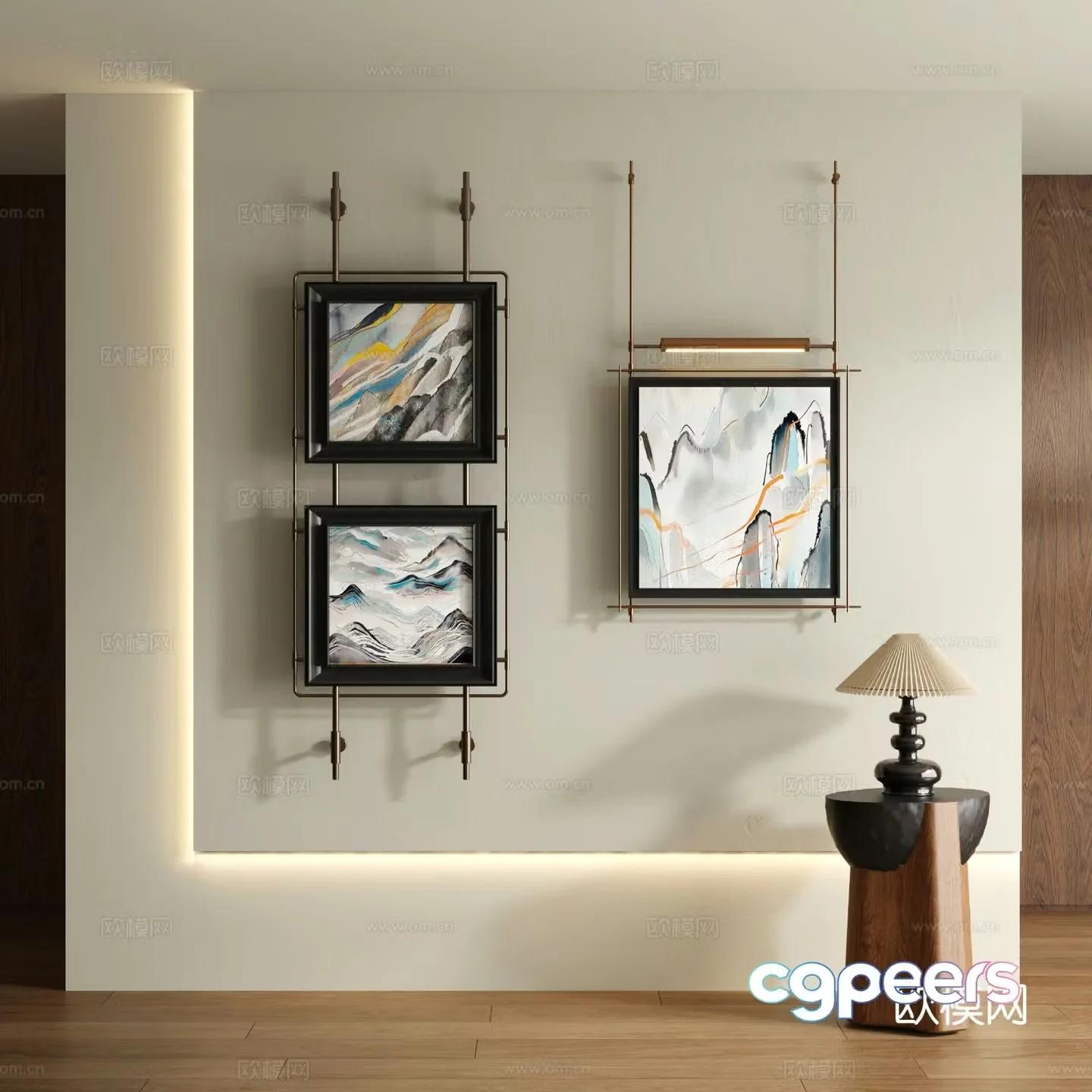 Medieval style ink painting decorative painting 3D model