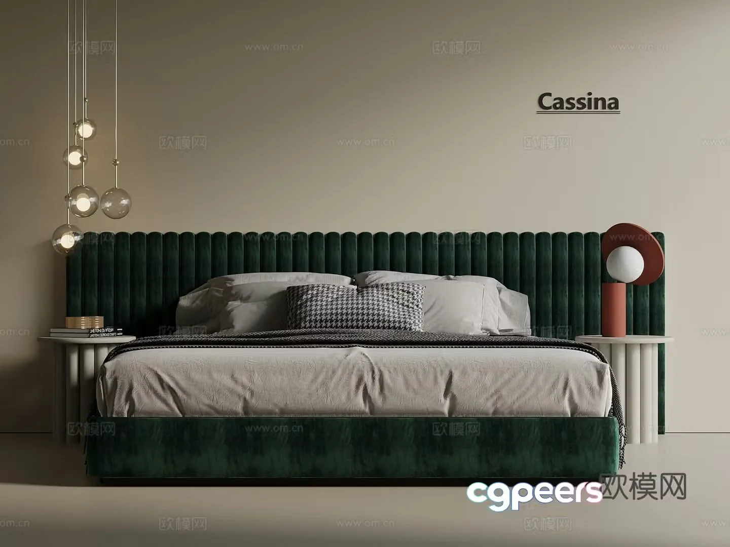 Light luxury French double bed fabric bed leather bed master bedroom bed 3D model