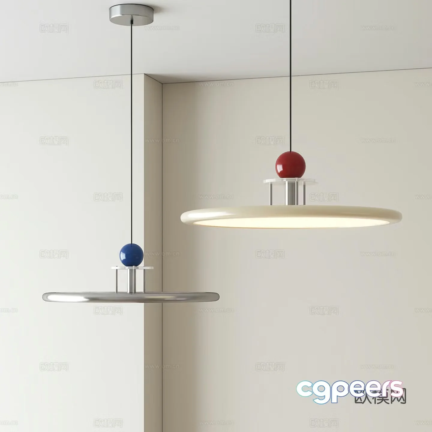 Modern minimalist restaurant chandeliers 3d model