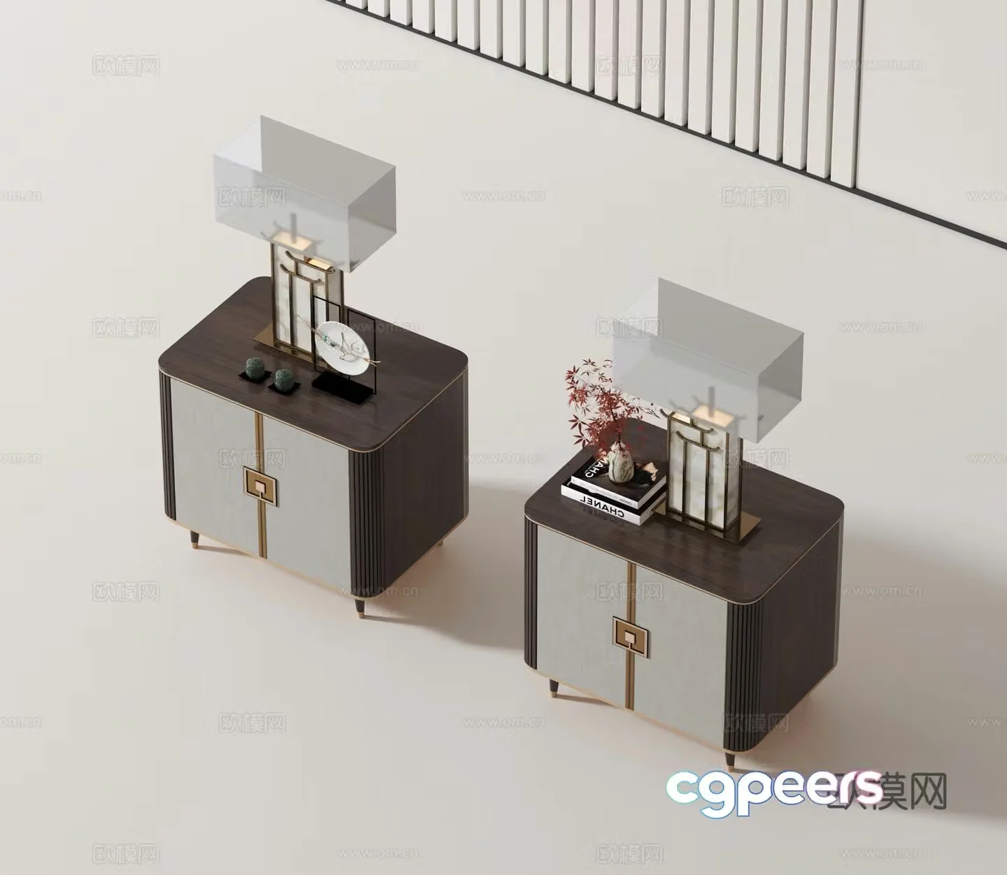 New Chinese style bedside table 3d model