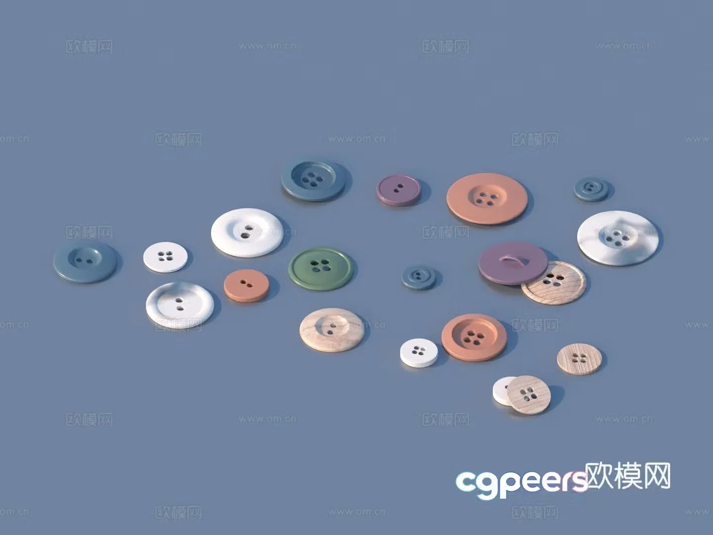 Buttons Sketch Ornaments 3D Model