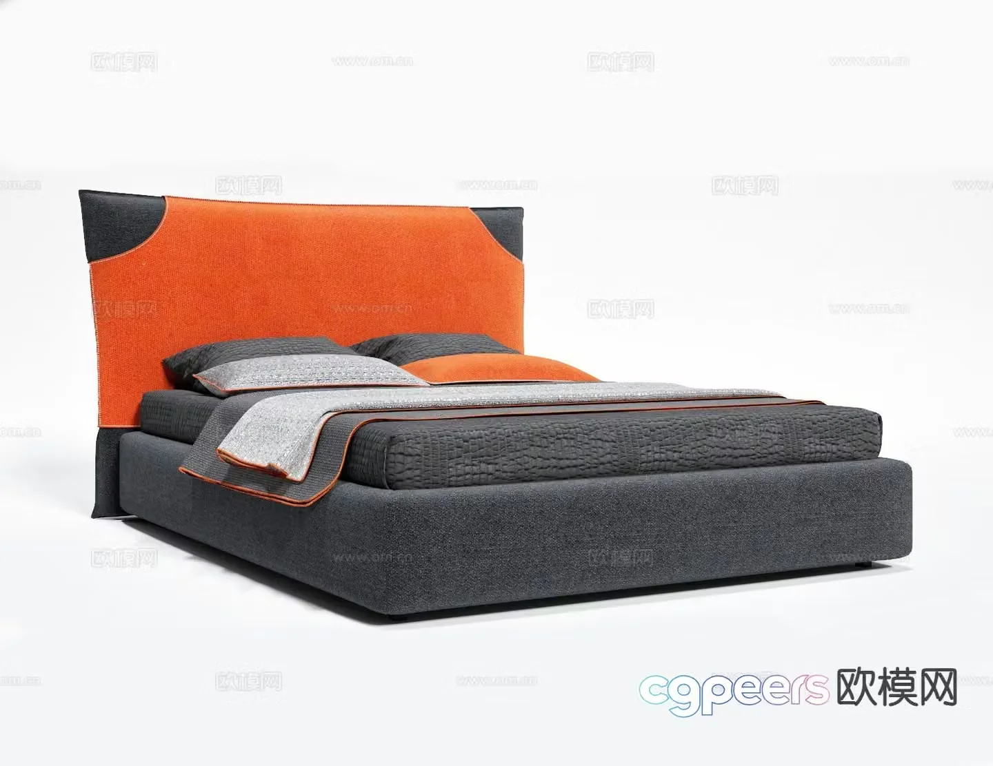 Modern double bed 3d model