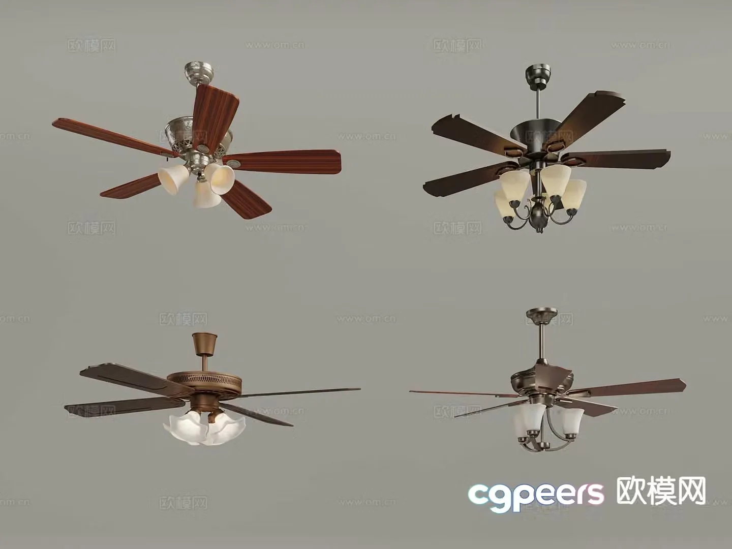 American fan lamp ceiling fan lamp 3d model