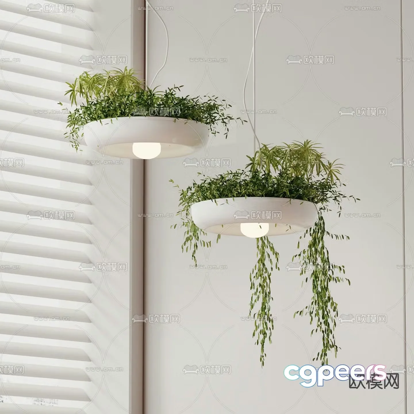 plant chandelier decorative lamp hanging plant 3d model