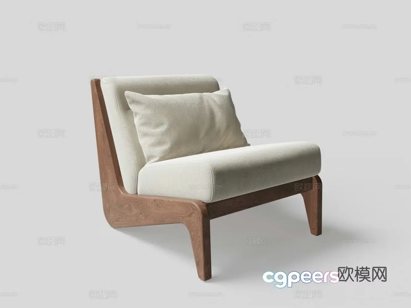 Modern solid wood fabric leisure chair 3d model