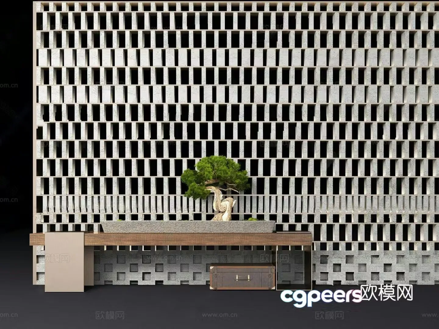 Decorative table end view platform 3D model of wall
