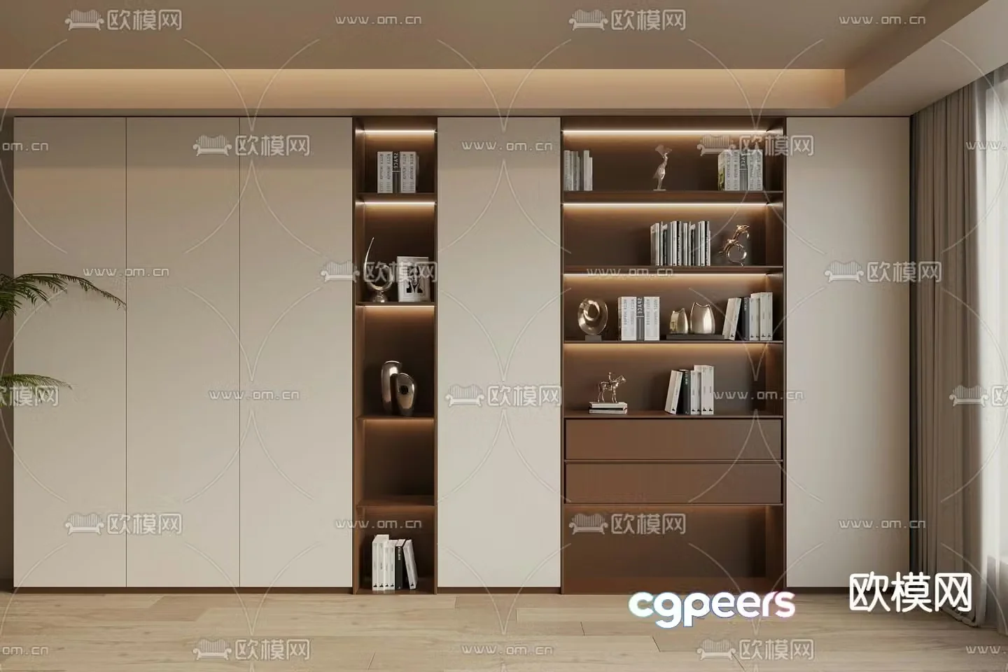 Medieval style bookcase decorative cabinet 3d model