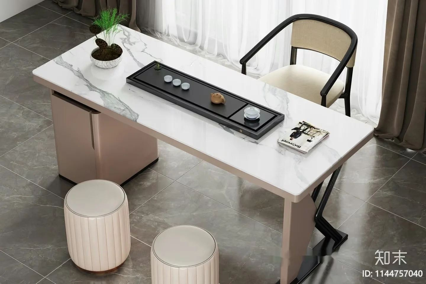 Modern Minimalist Desk 3D Model – 912 – VRAY Render