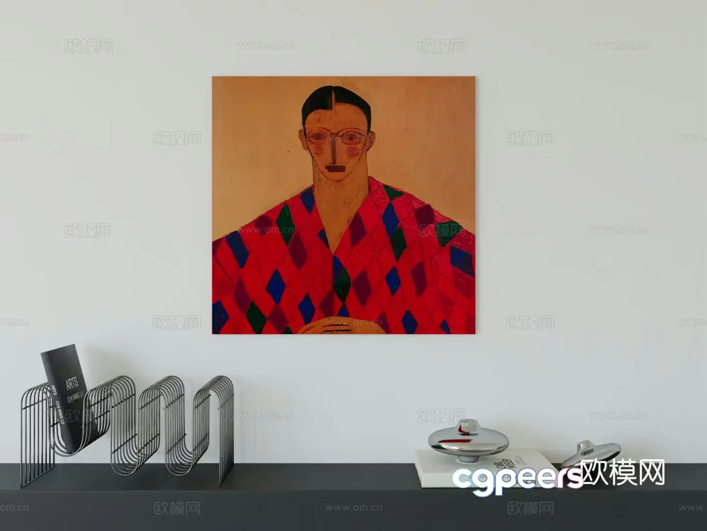 Modern minimalist hanging painting Bauhaus art hanging painting 3d model