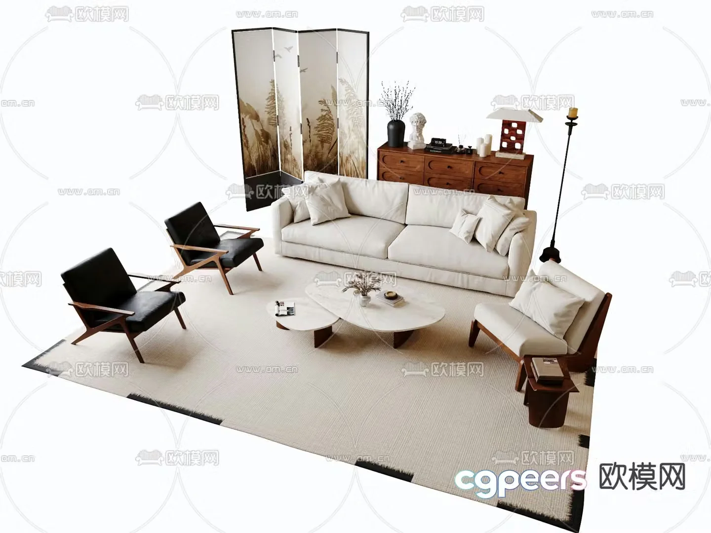 Medieval style modular sofa 3D model