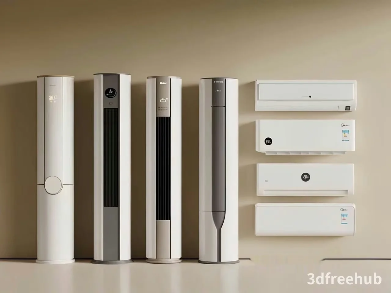 A Row Of Air Conditioners 3D Model – 23588 – VRAY Render