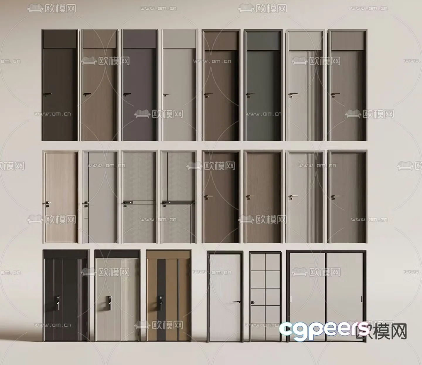 Entrance door top door sliding door double and double door 3D model