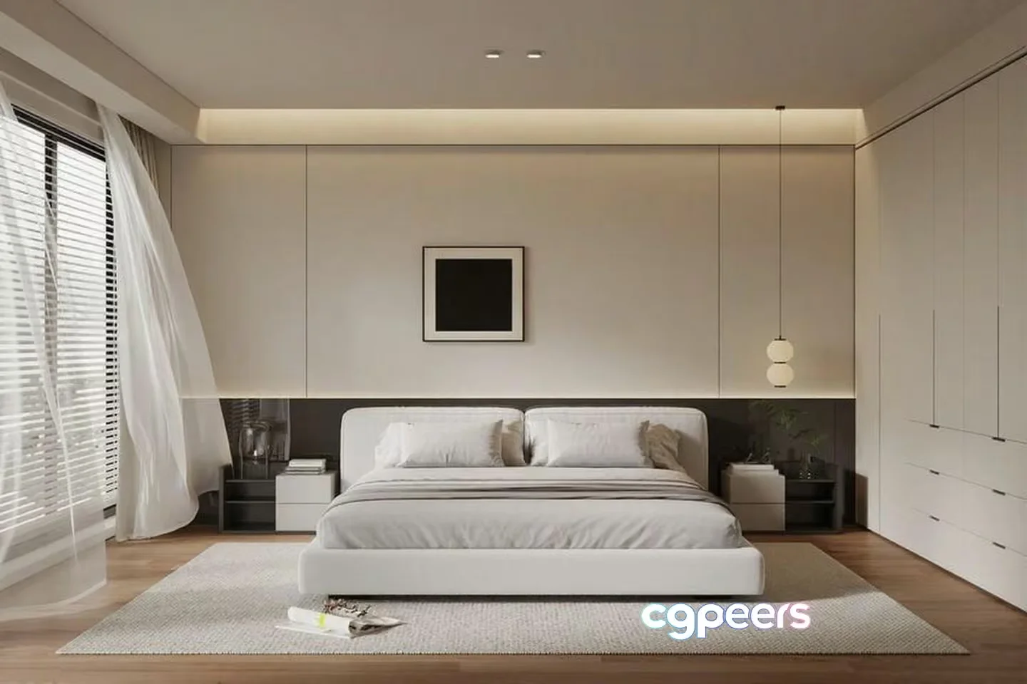 Modern White Bedroom 3D Model – 22112 – VRAY Render