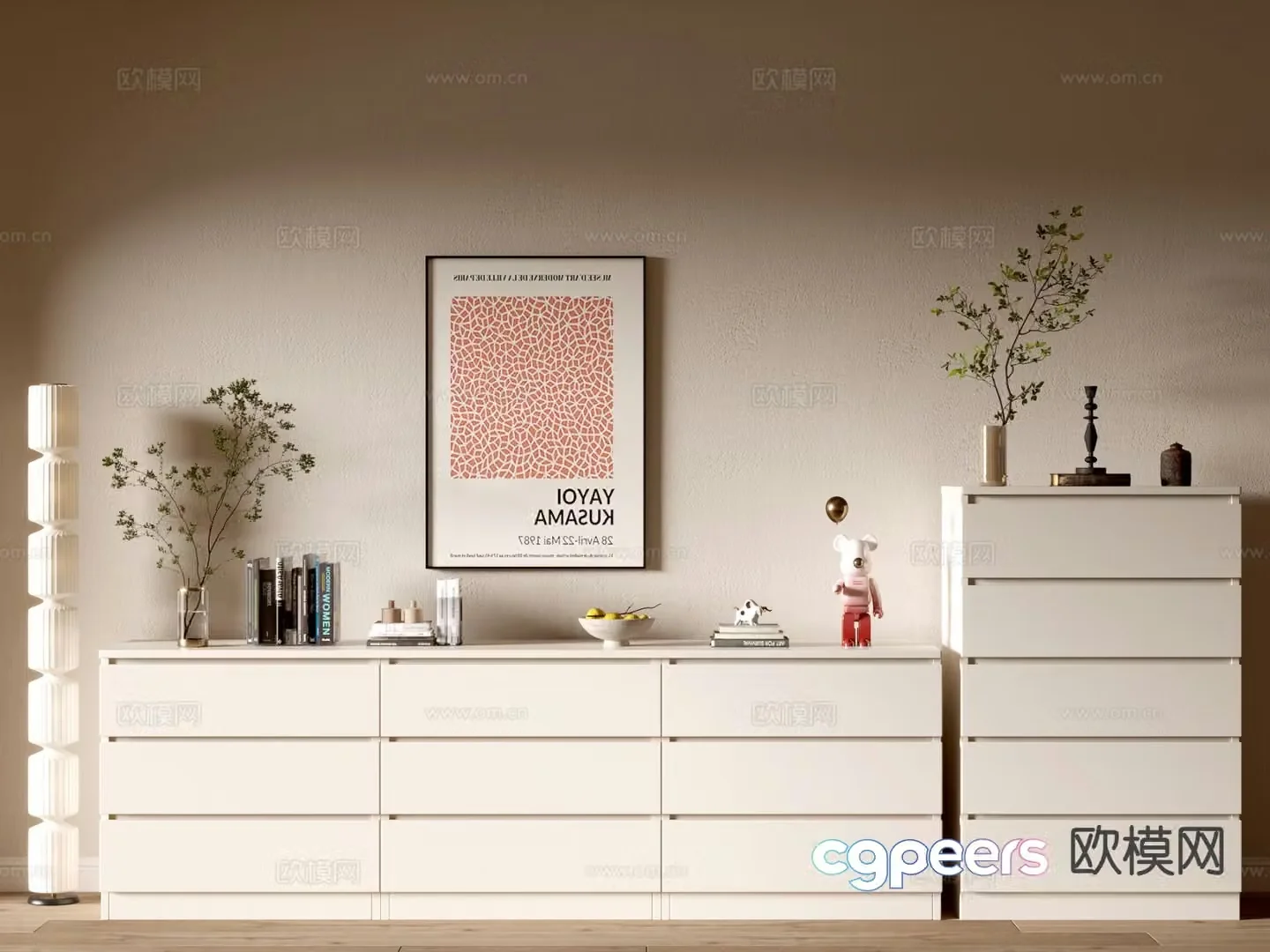 Cream style cabinet chest 3d model