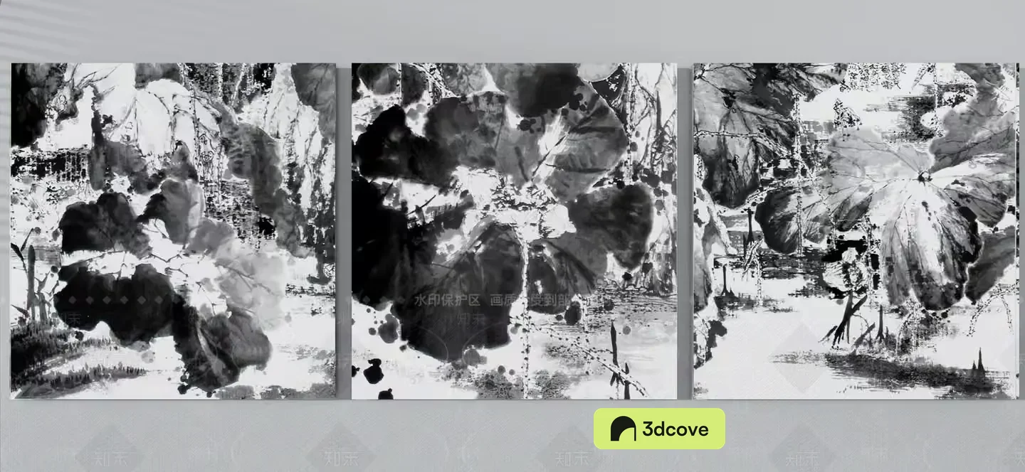 A Triptych Artwork Characterized By Its Black And White Color Scheme