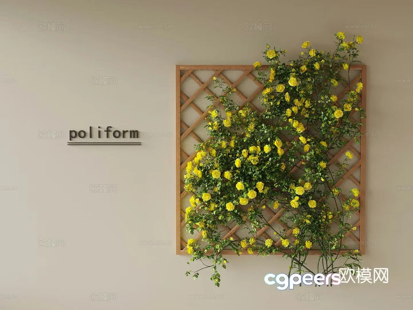 Modern plant wall flower stand flower art 3d model