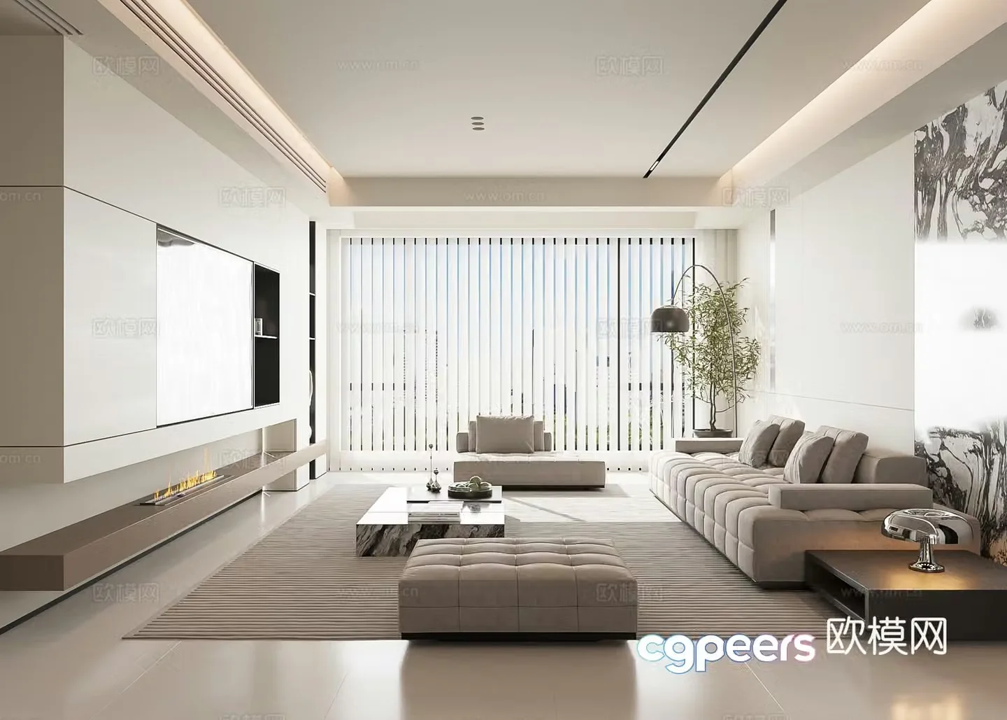 Modern minimalist living room 3d model