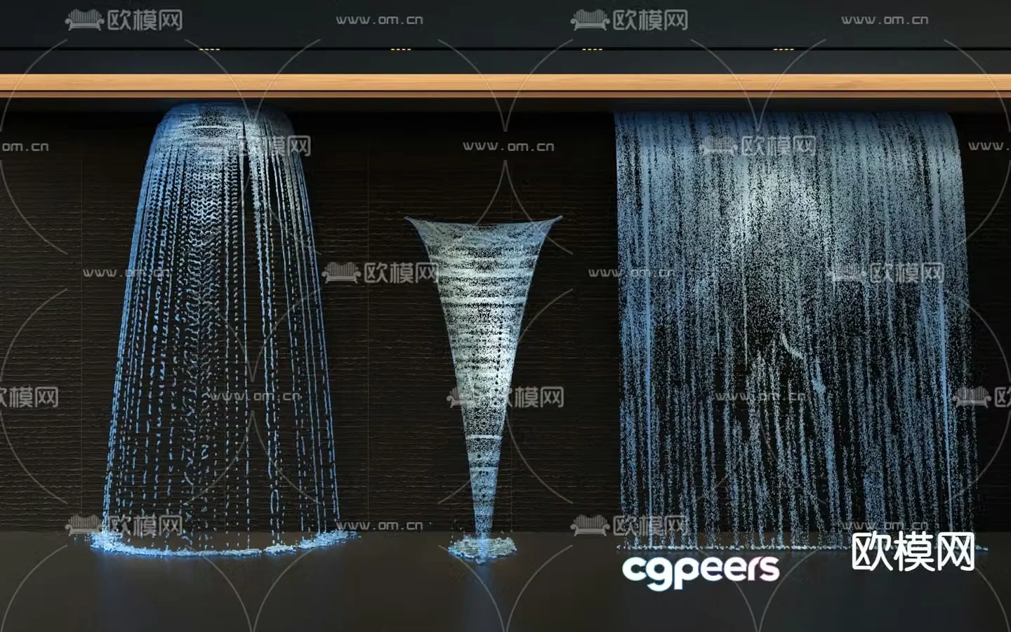 Waterfall water curtain wall fountain 3D model