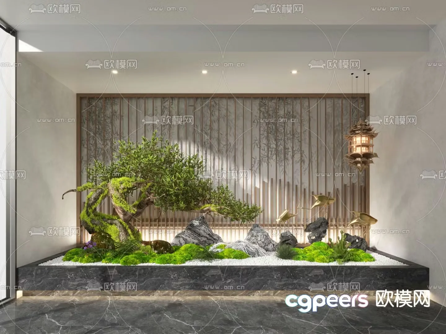 Indoor landscape green plant sketch 3d model
