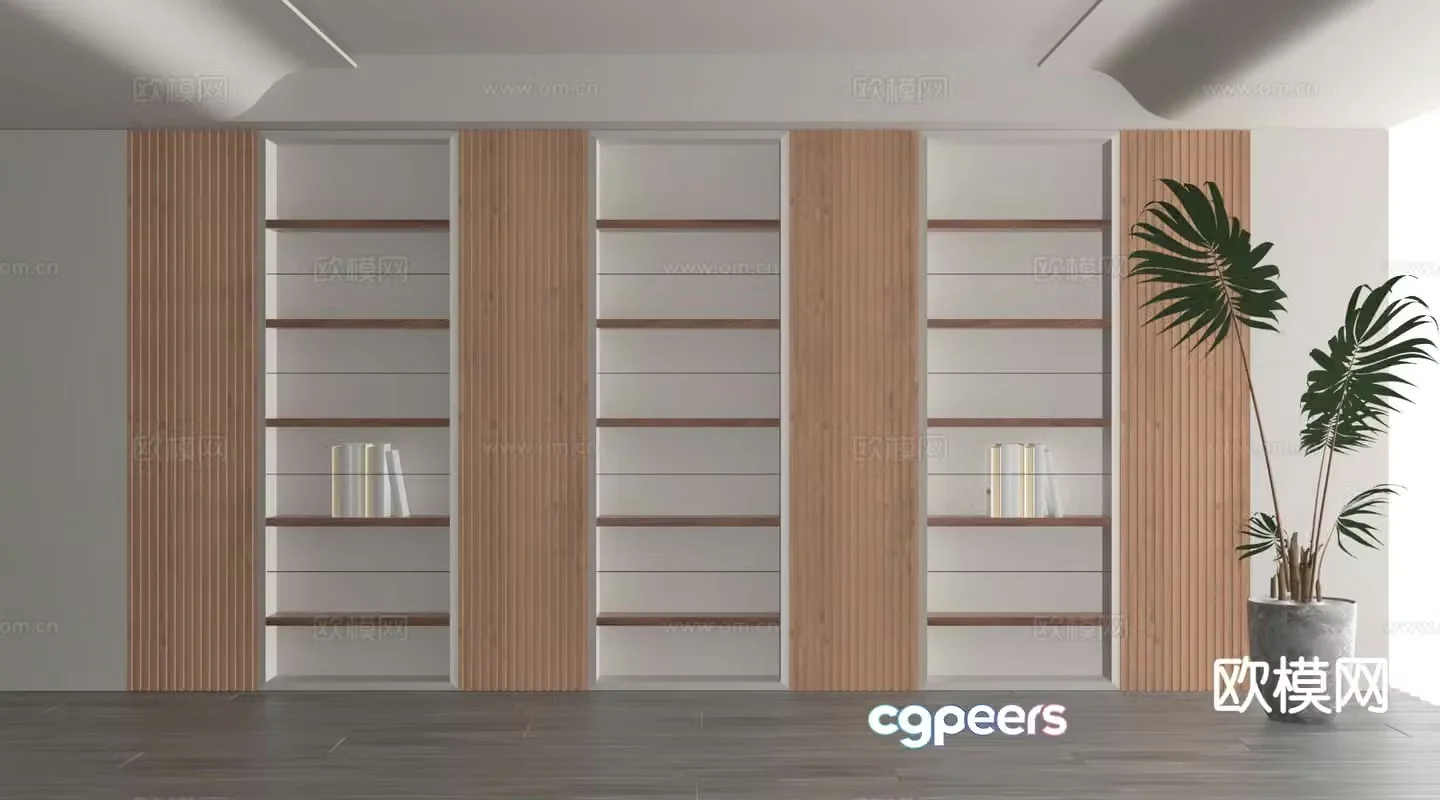 Modern bookcase display cabinet 3d model