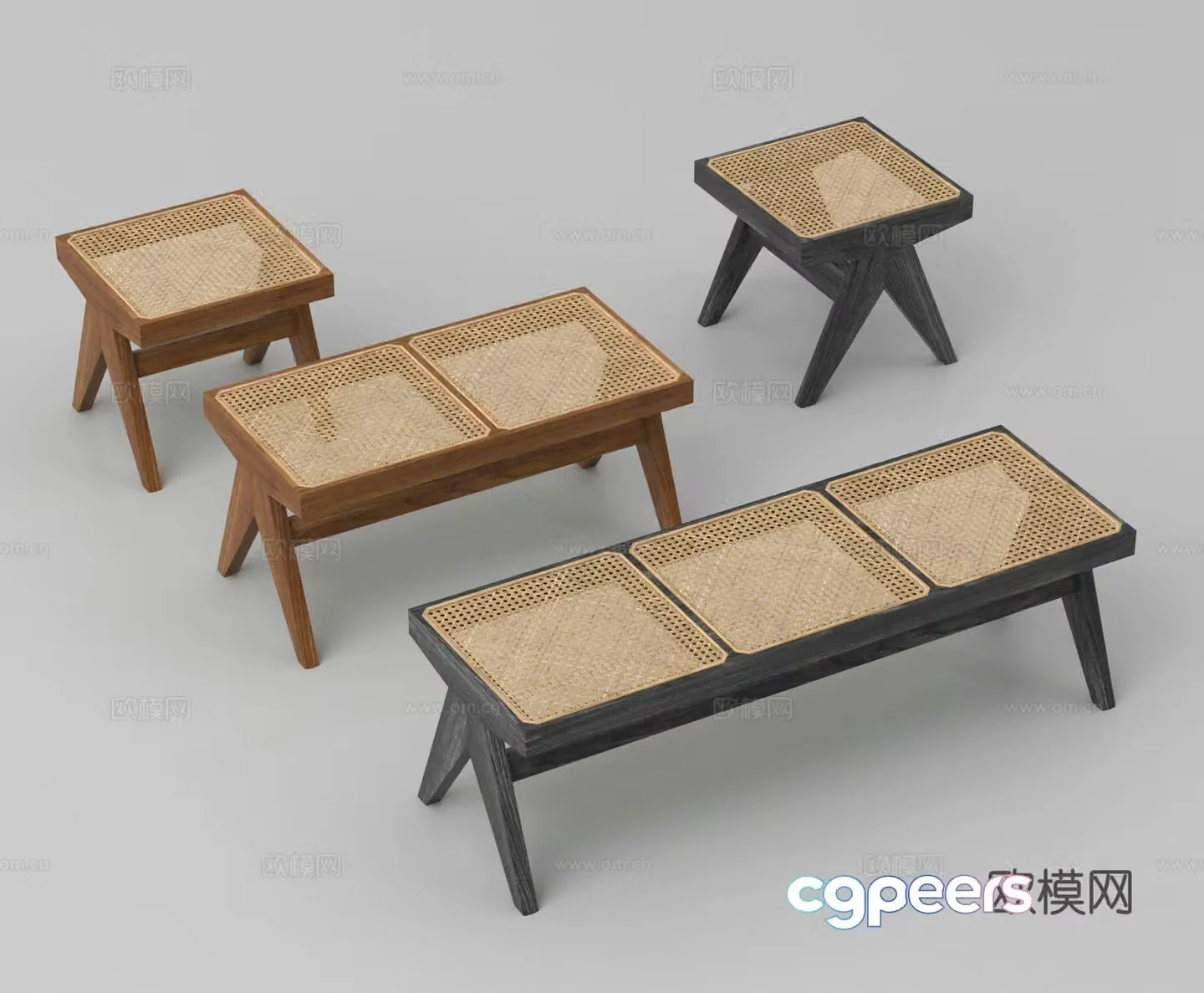 Stool long bench wooden stool shoe changing stool 3d model