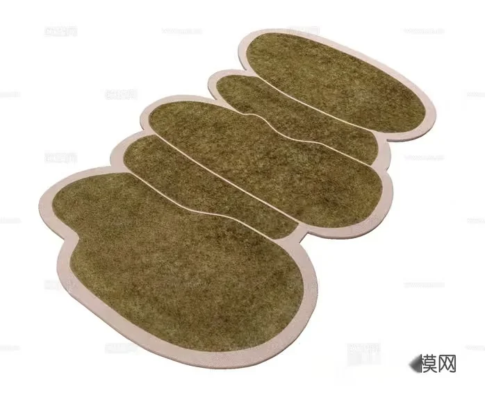 A Set Of Four Green Rugs 3D Model – 12139 – VRAY Render