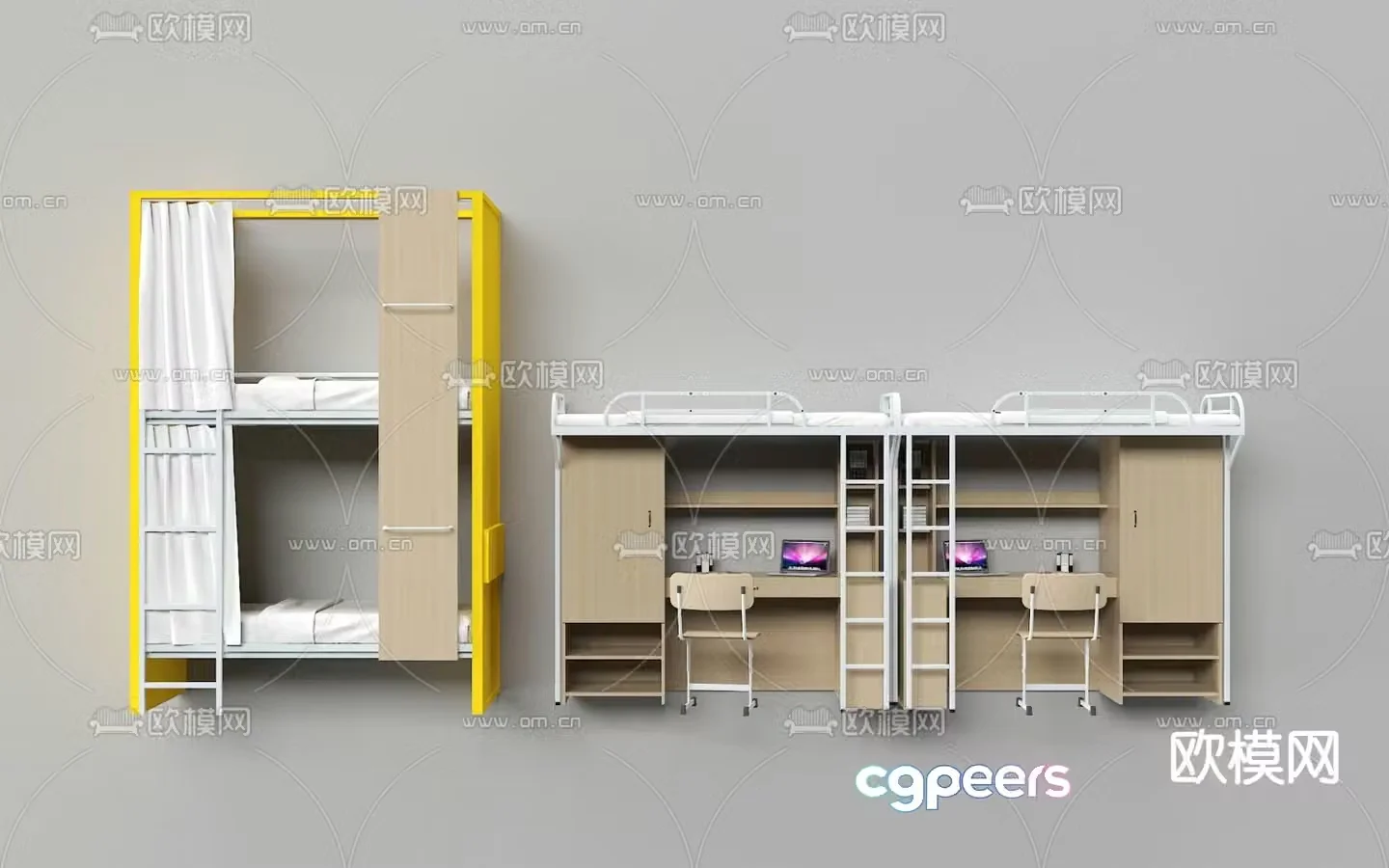 Dormitory bed bunk bed bunk bed 3d model