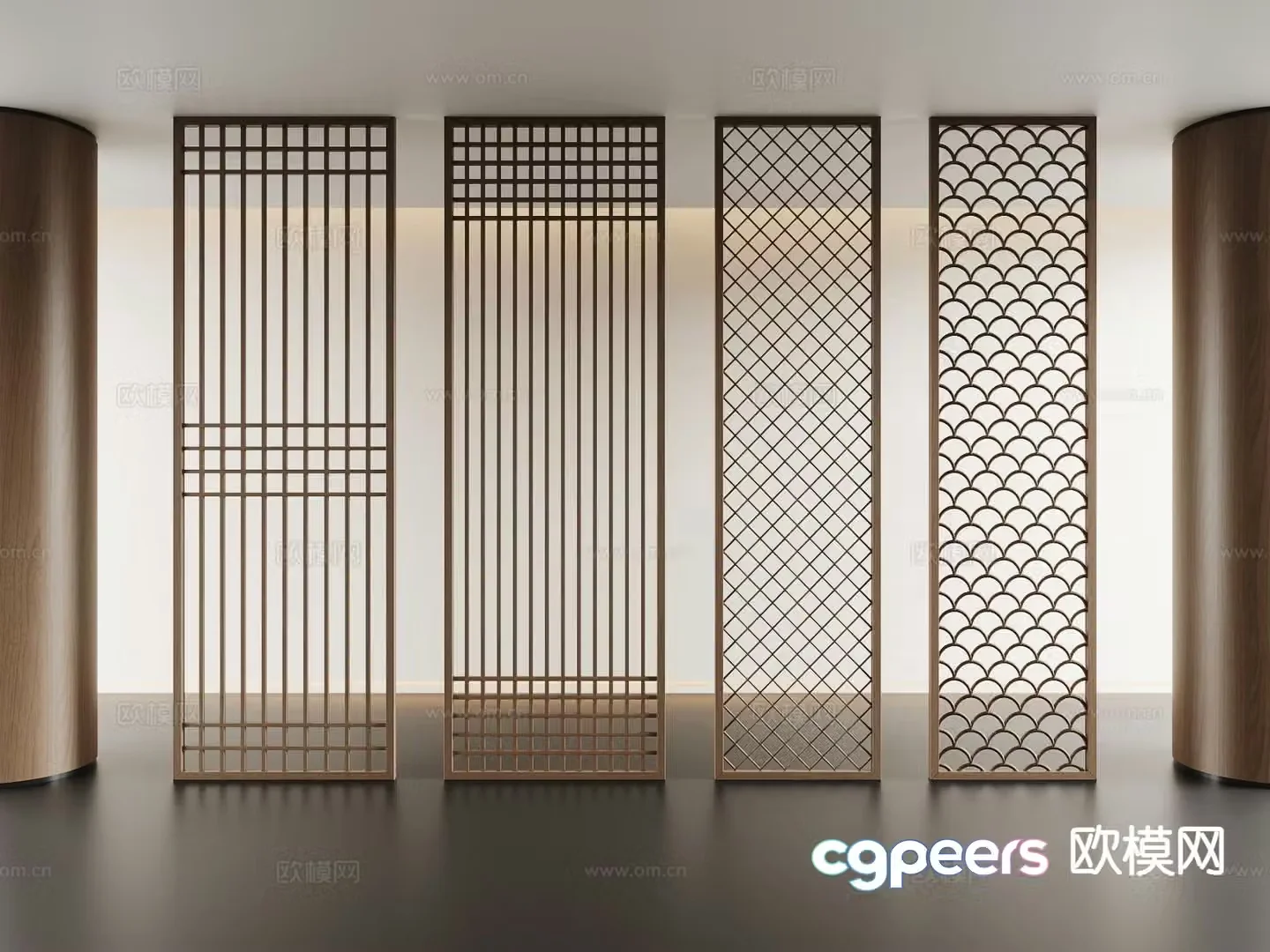 New Chinese style partition hollow partition 3D model