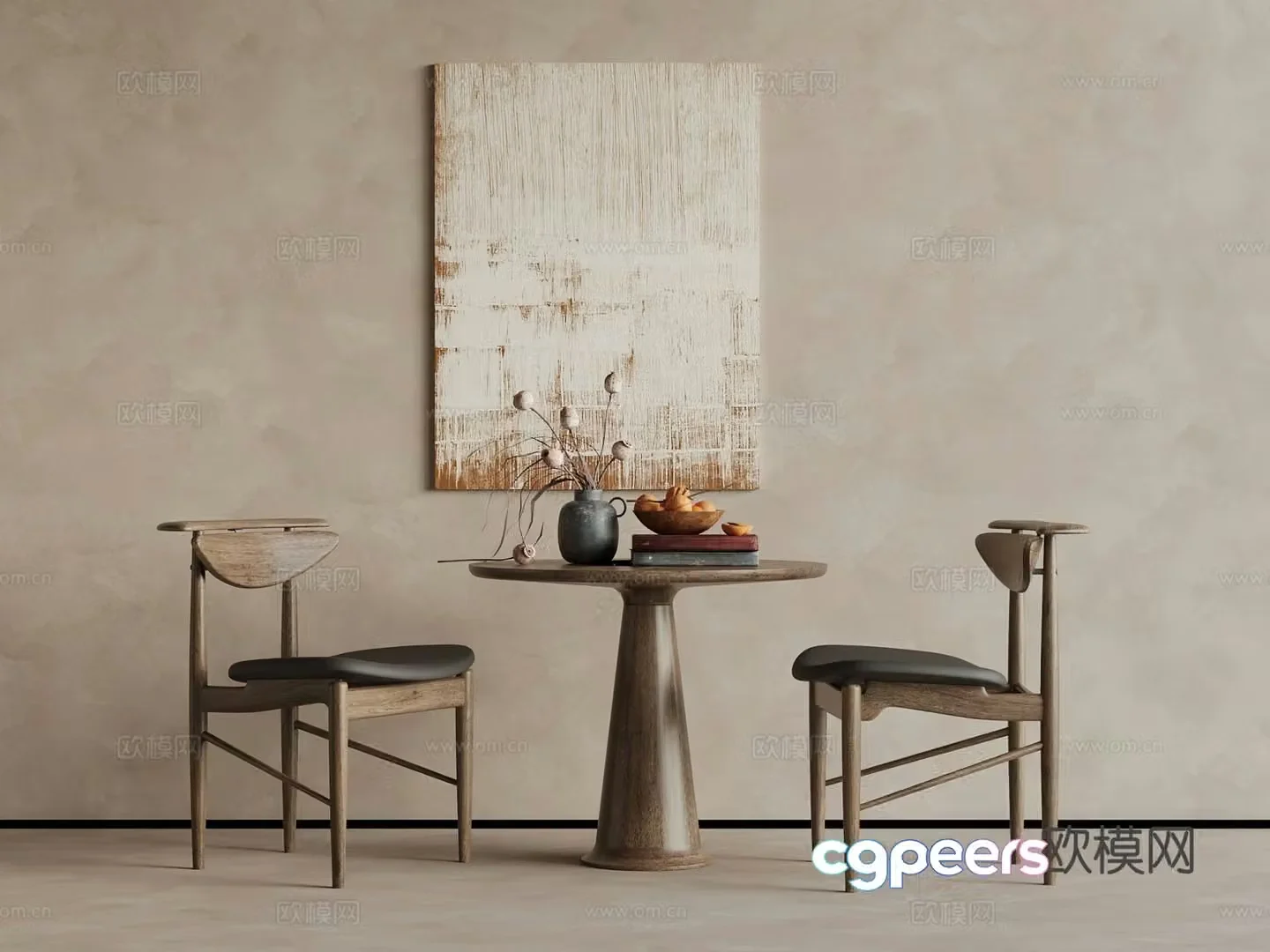 Wabi Sabi Leisure Table and Chair Negotiation Table and Chair 3D Model
