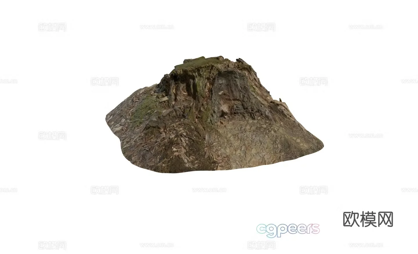 Modern tree stump Wooden stake Tree roots soil stone tree root combination 3d model