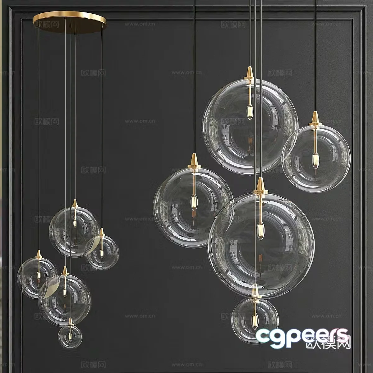 Modern light luxury minimalist decorative chandeliers 3D model