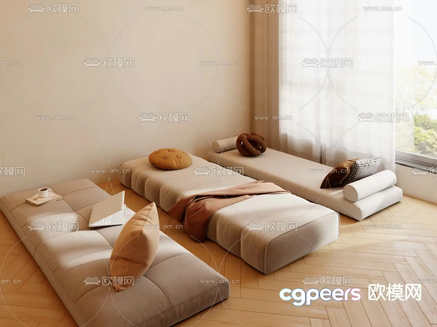 Cushion bay window cushion 3d model