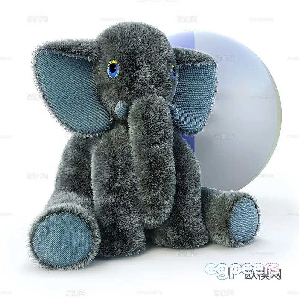 Modern elephant plush toy 3d model