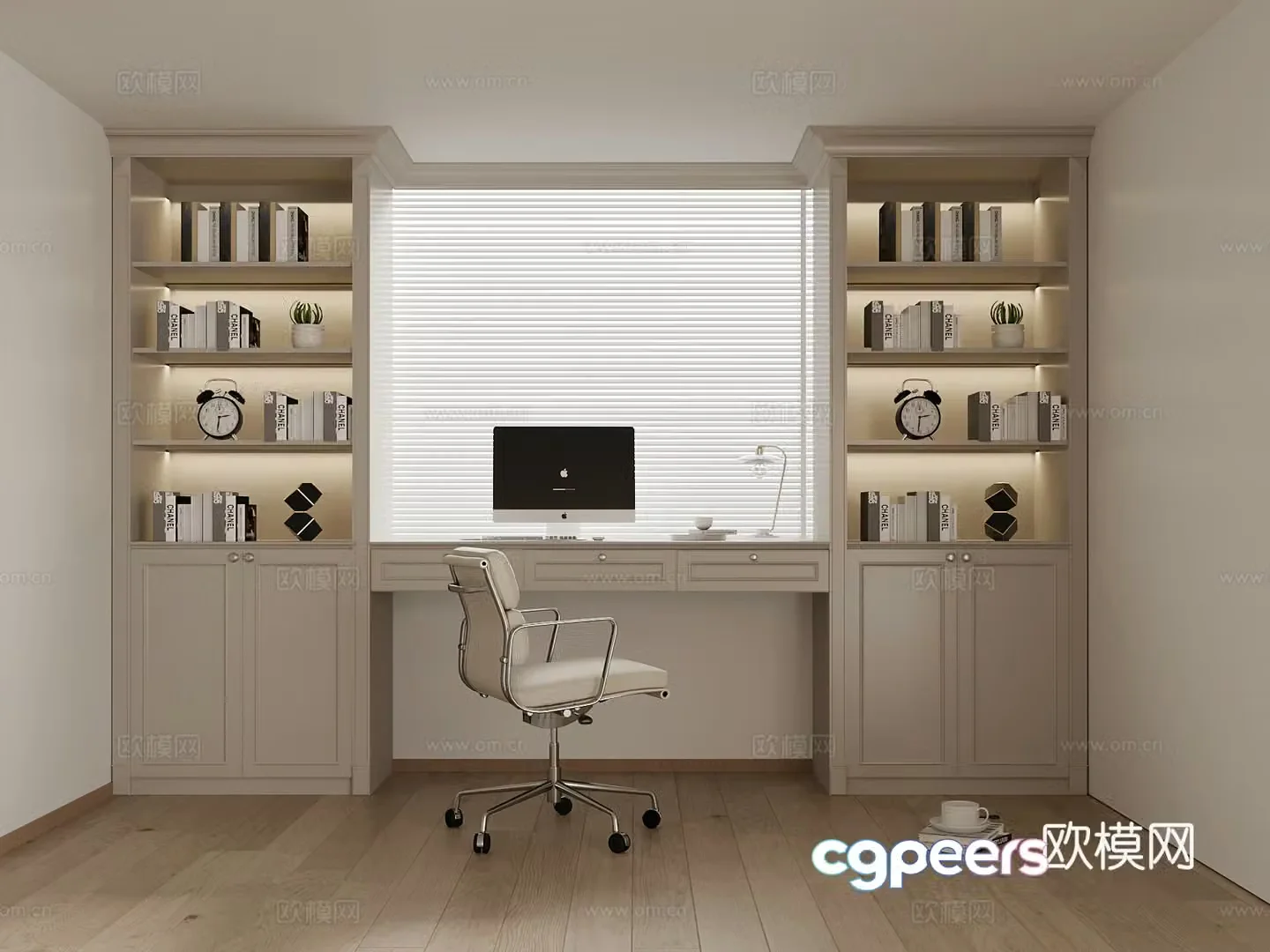Modern desk integrated cabinet bay window cabinet 3d model