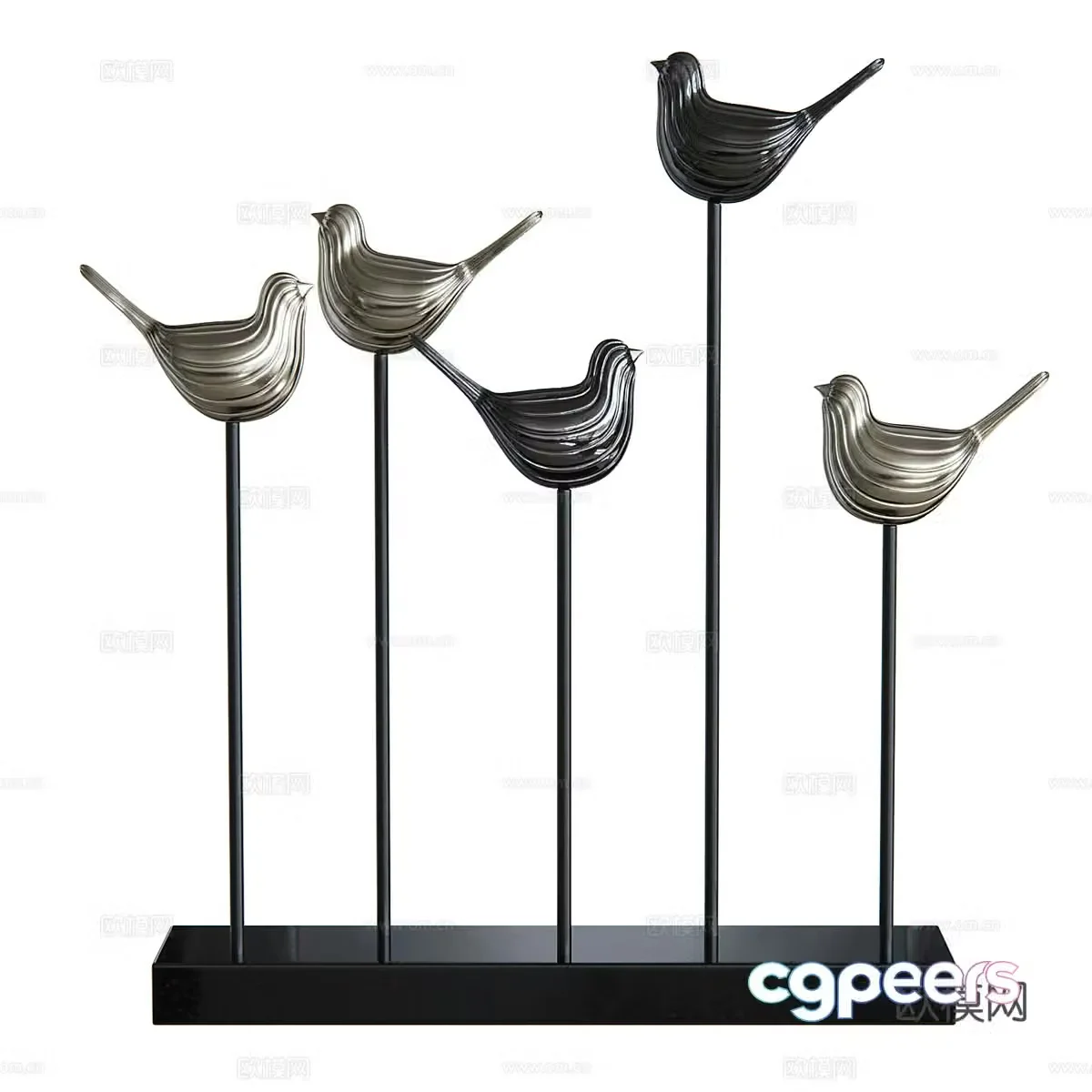 Modern bird sculpture ornament 3d model