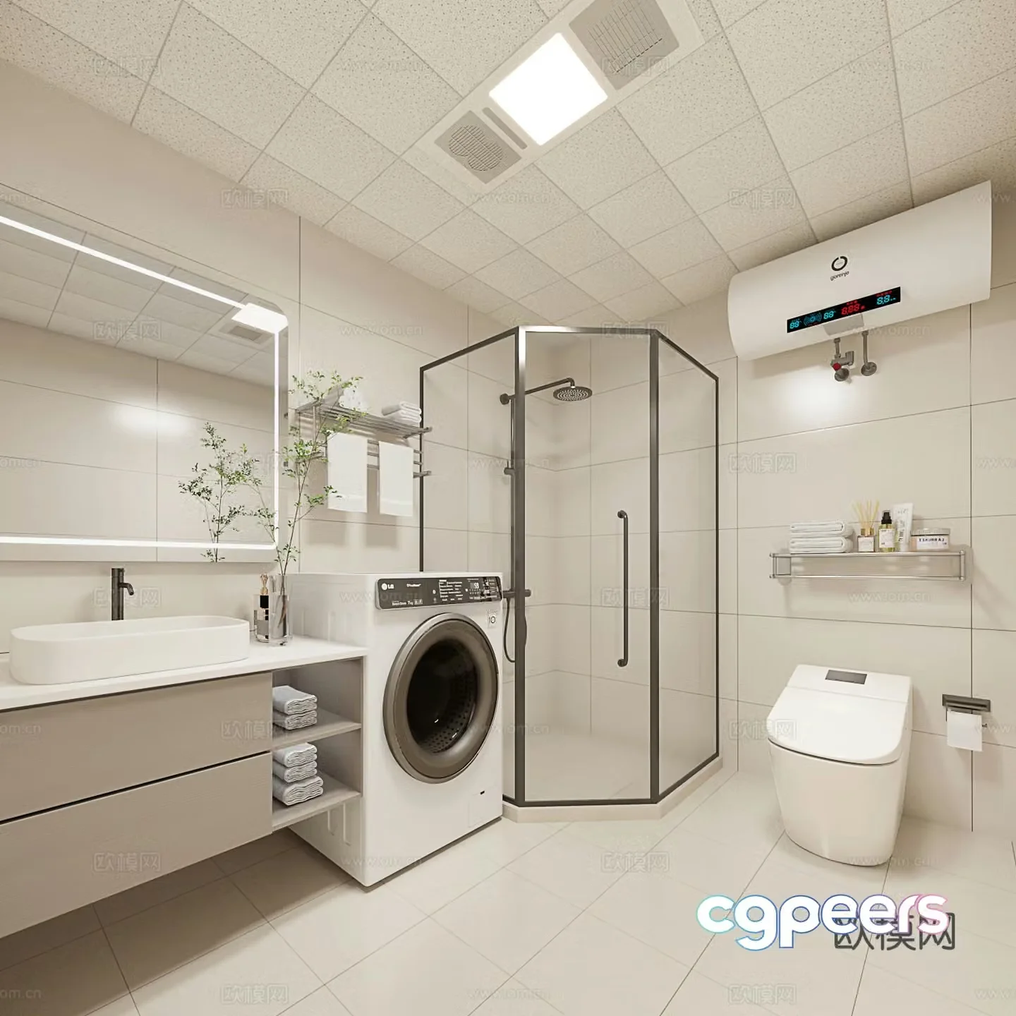 Modern minimalist bathroom 3d model