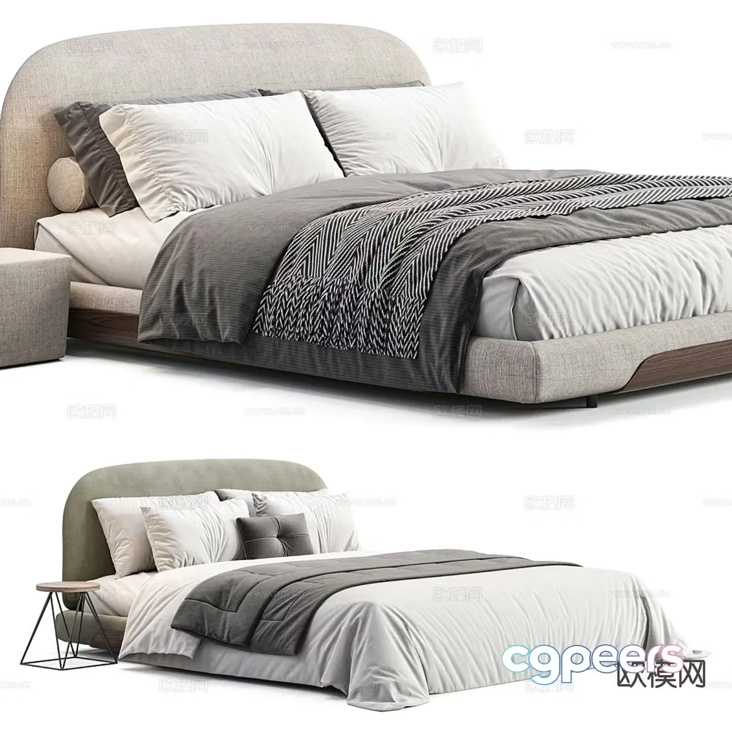 Modern double bed 3d model