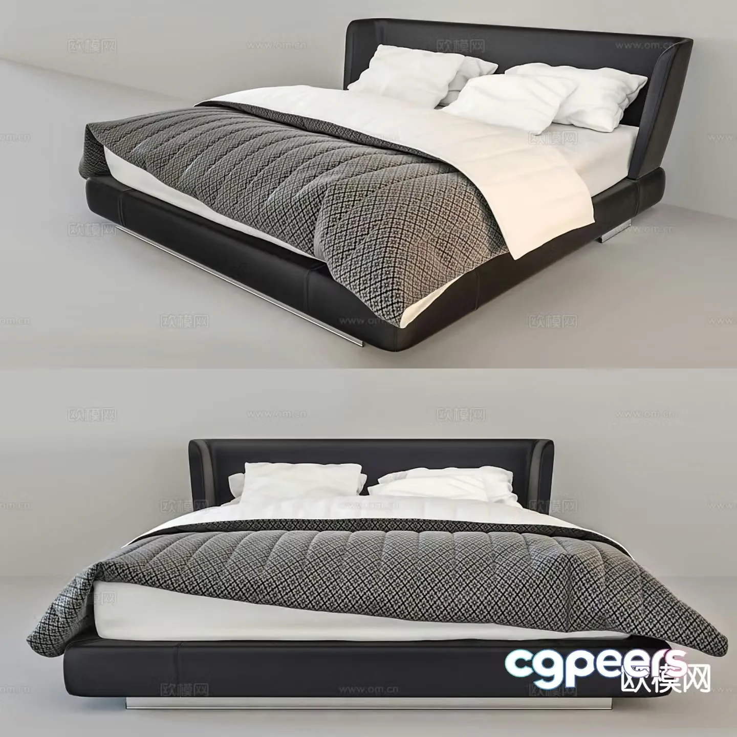Modern double bed 3d model