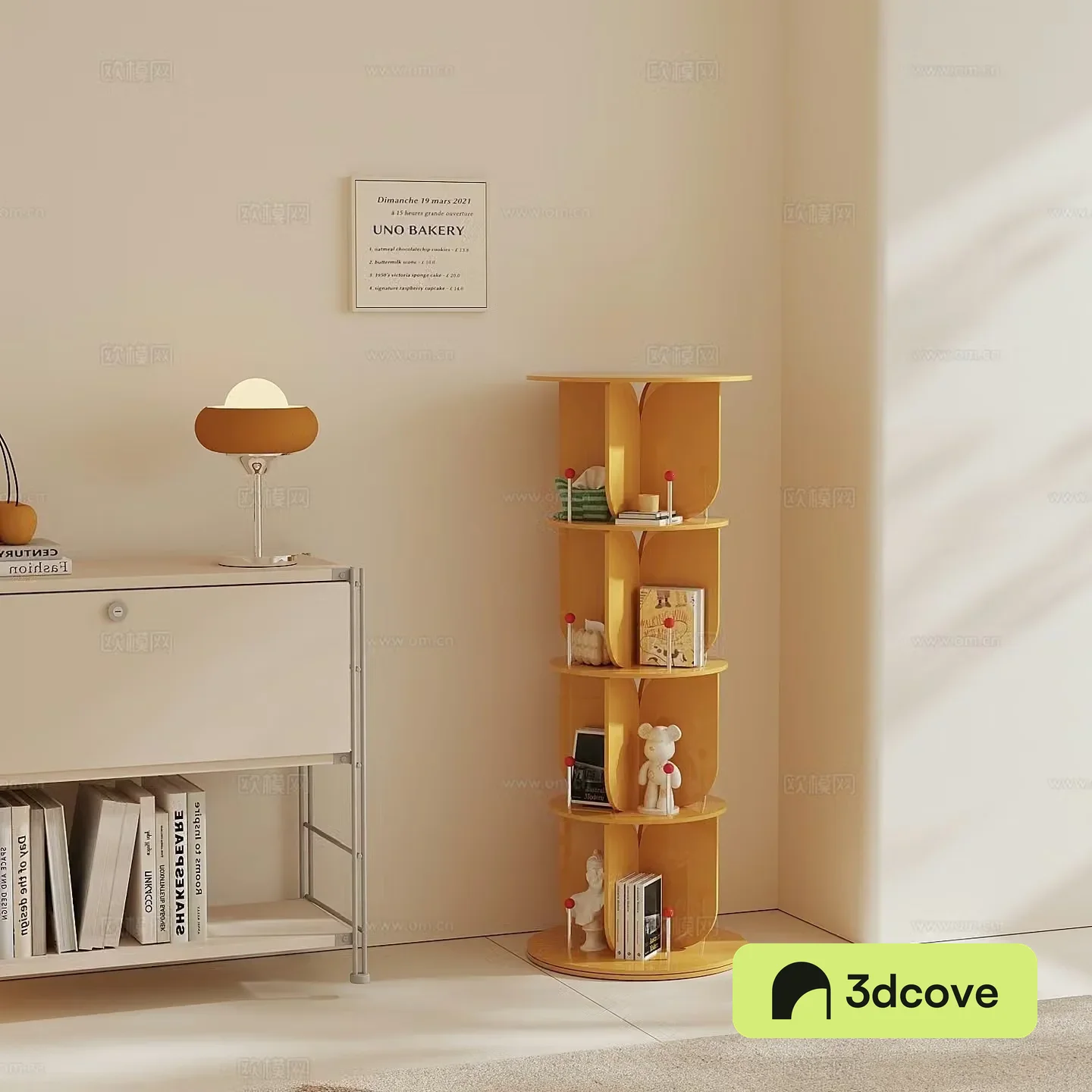 Cream style storage cabinet magazine cabinet corner cabinet