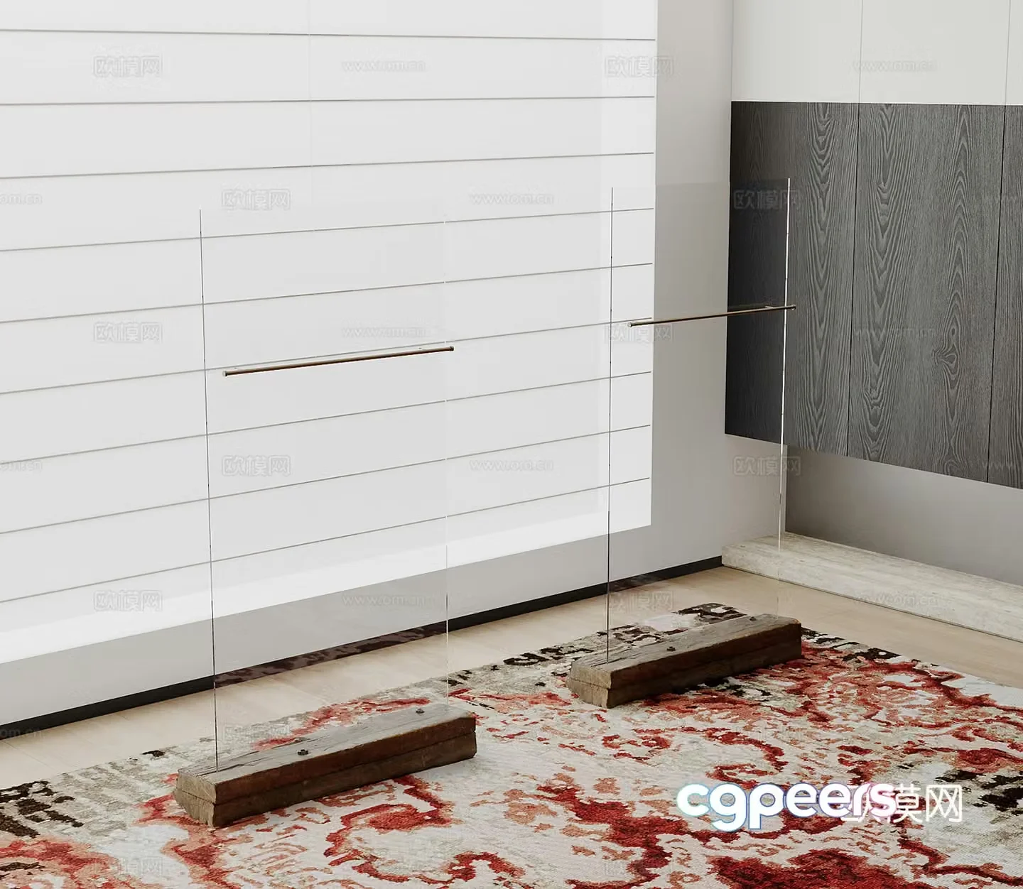 Modern glass partition hanger 3d model