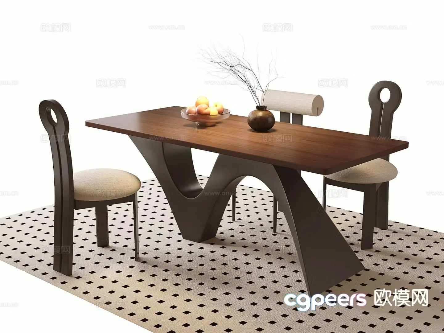 Medieval style dining table and chairs bar dining table 3D model