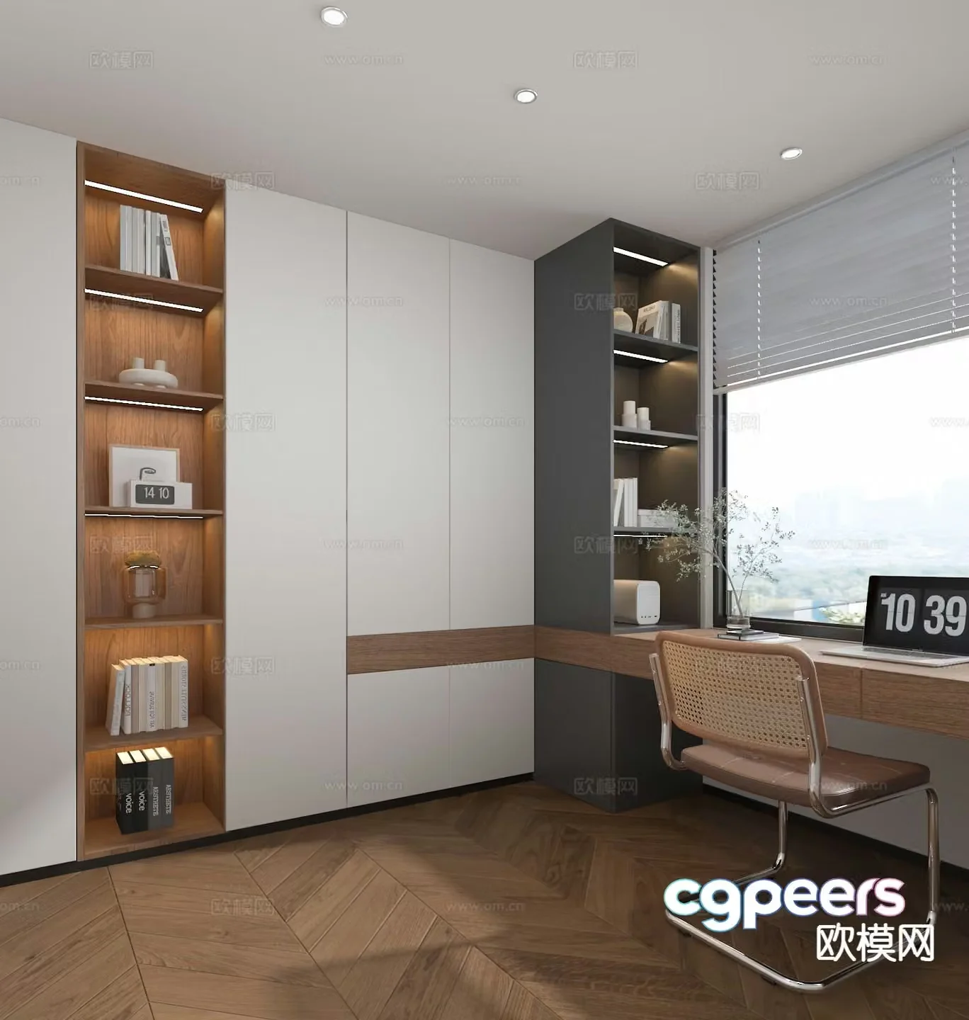 Modern study room reading corner 3d model
