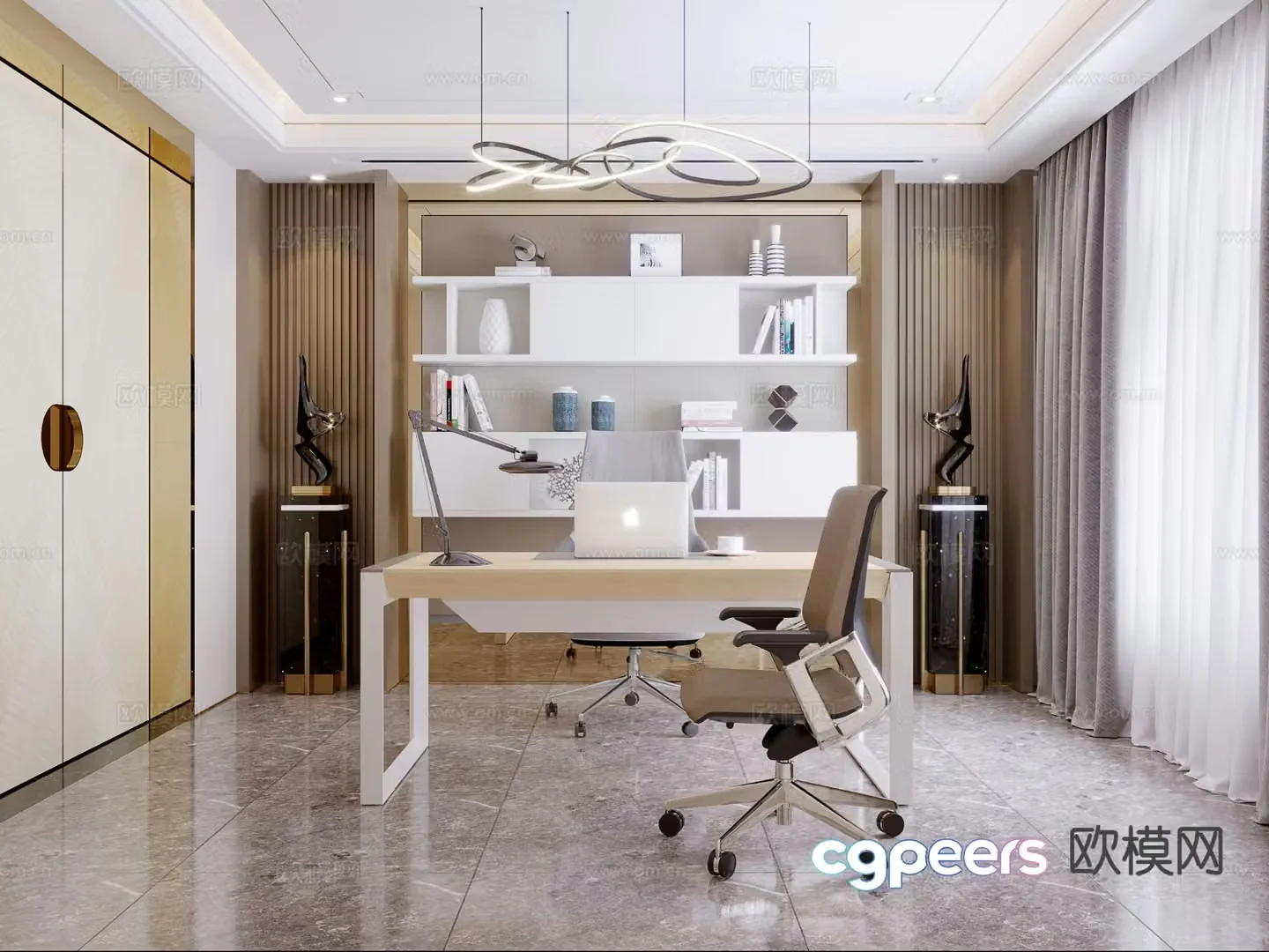 Modern study room 3d model