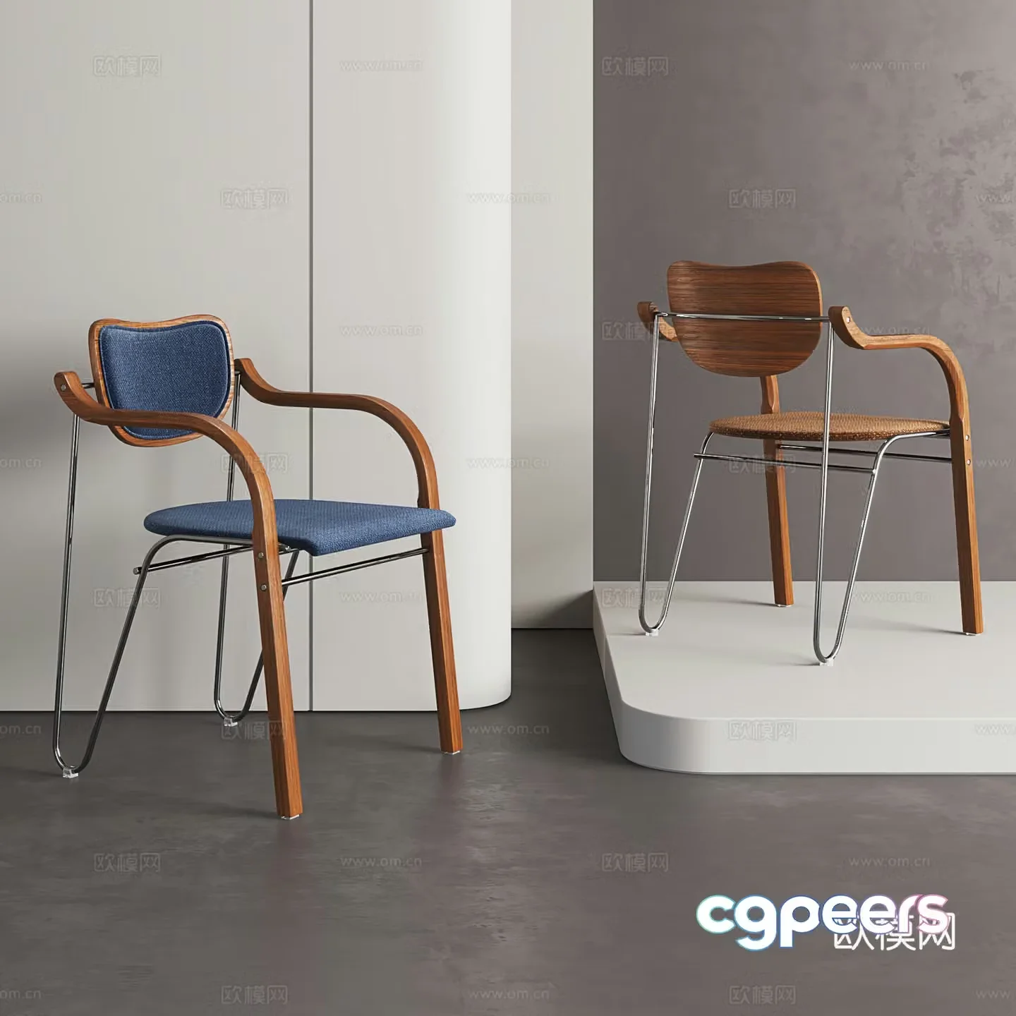 Retro dining chair medieval dining chair light luxury backrest chair chair single chair 3d model